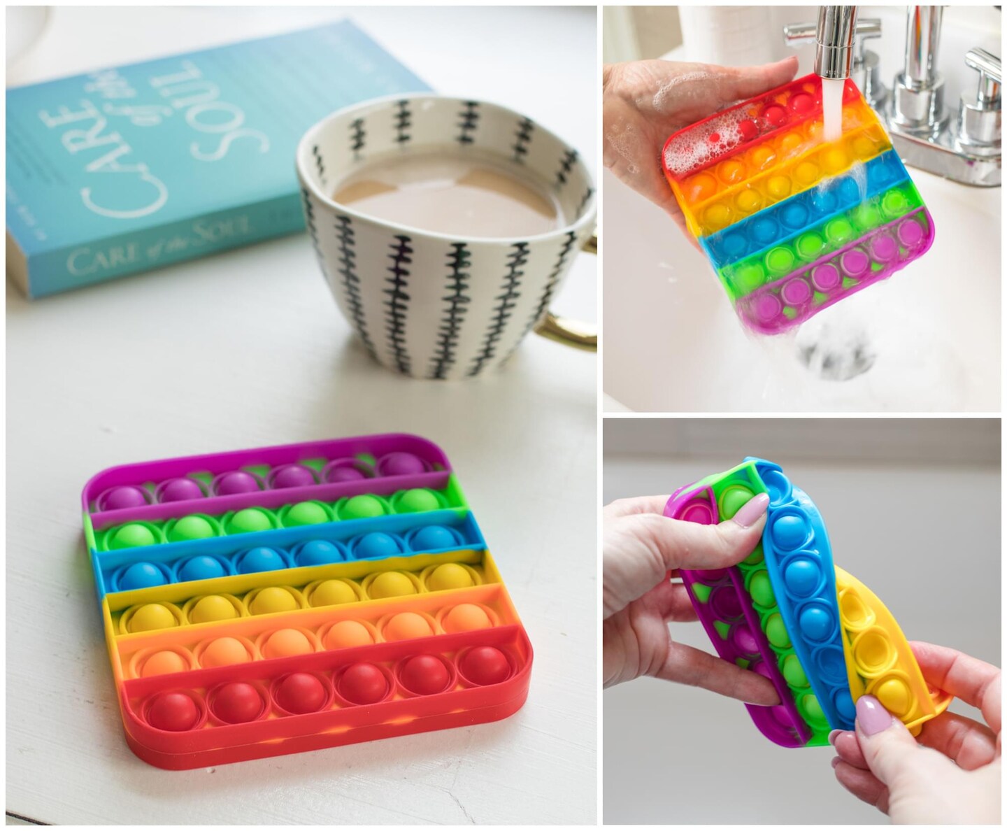 Pop Fidget Toy Silicone Bubble Popping Game | Rainbow Square