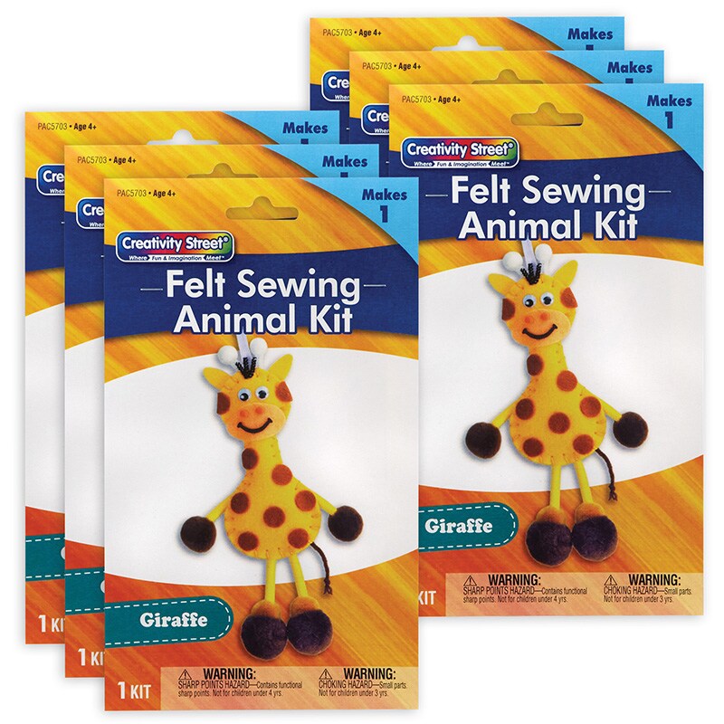 Felt Sewing Animal Kit, Giraffe, 6" x 11" x 0.75", 6 Kits Michaels