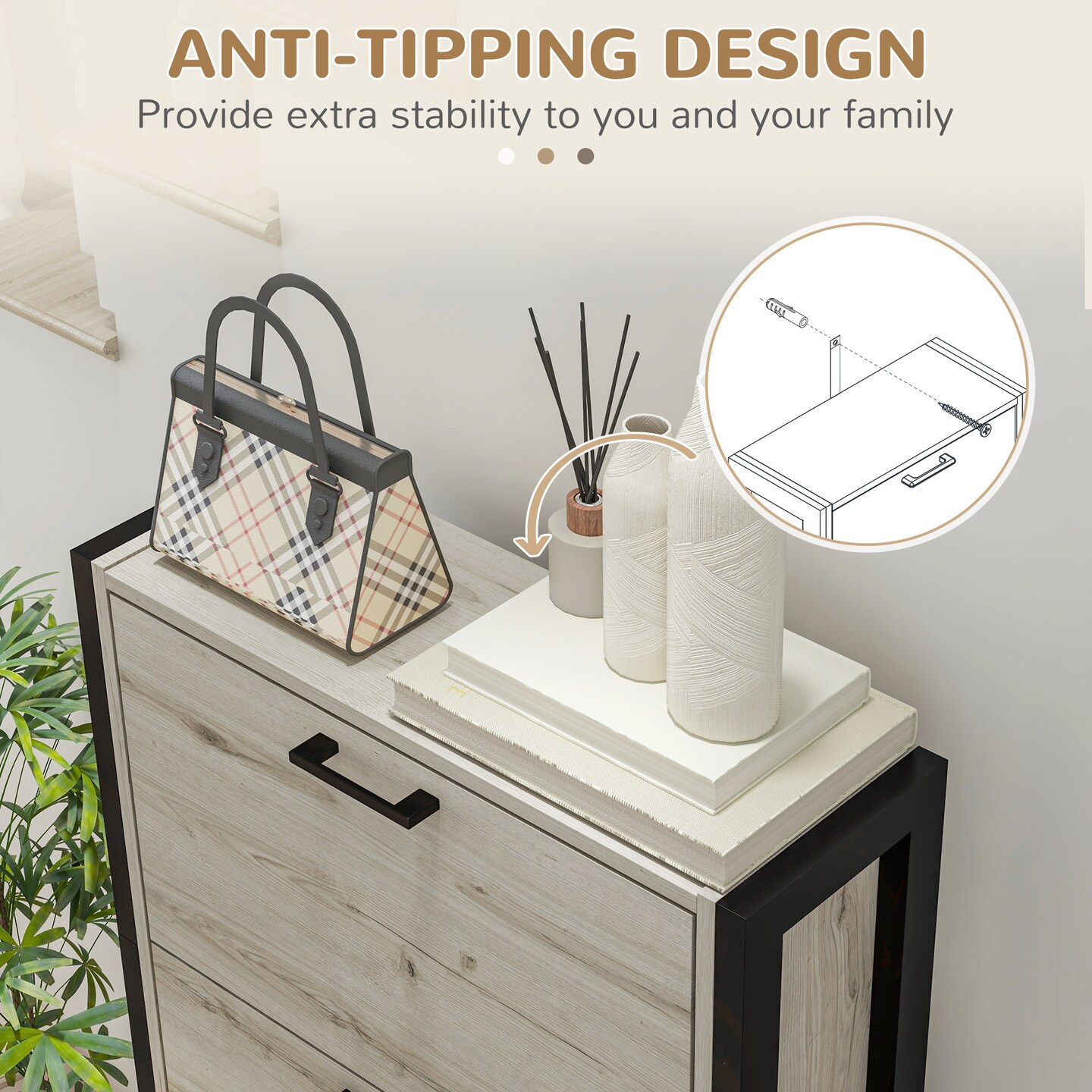 Shoe Cabinet with Flip Drawers - 48.4 | Maximize Shoe Storage