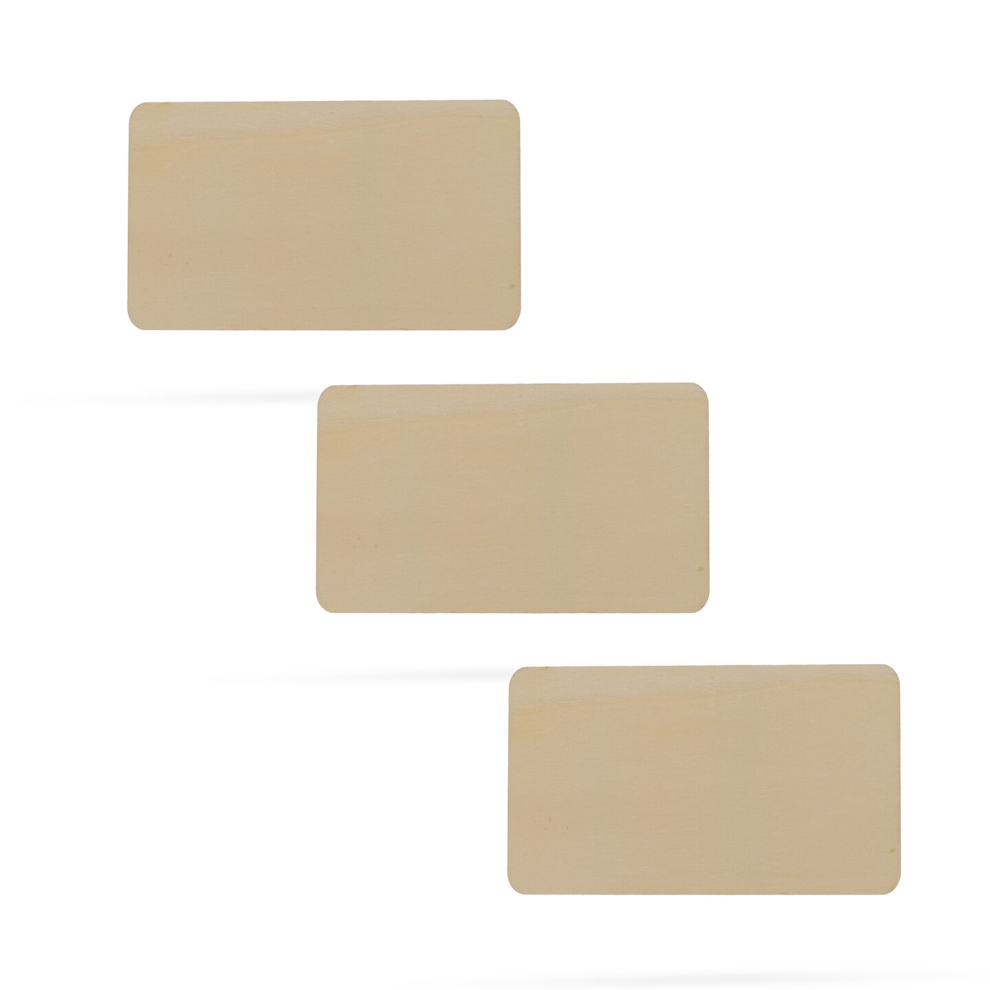 3 Rectangles Unfinished Wooden Shapes Craft Cutouts DIY Unpainted 3D Plaques 4 Inches