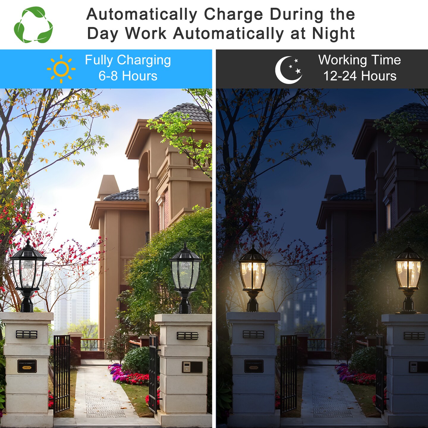 Dimmable LED Solar Column Headlights | Illuminate Outdoor Space