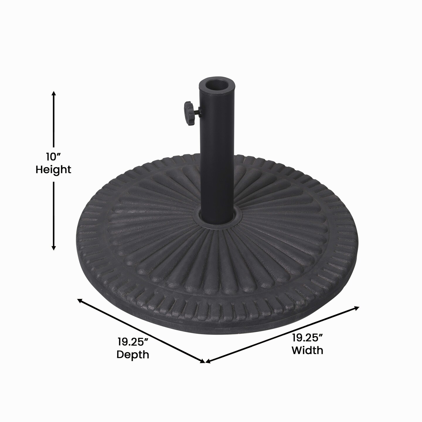 Emma and Oliver Keegan 19.25&#x22; Diameter Universal Sunburst Pattern Cement Patio Umbrella Base with Weatherproof Plastic Polymer Coating