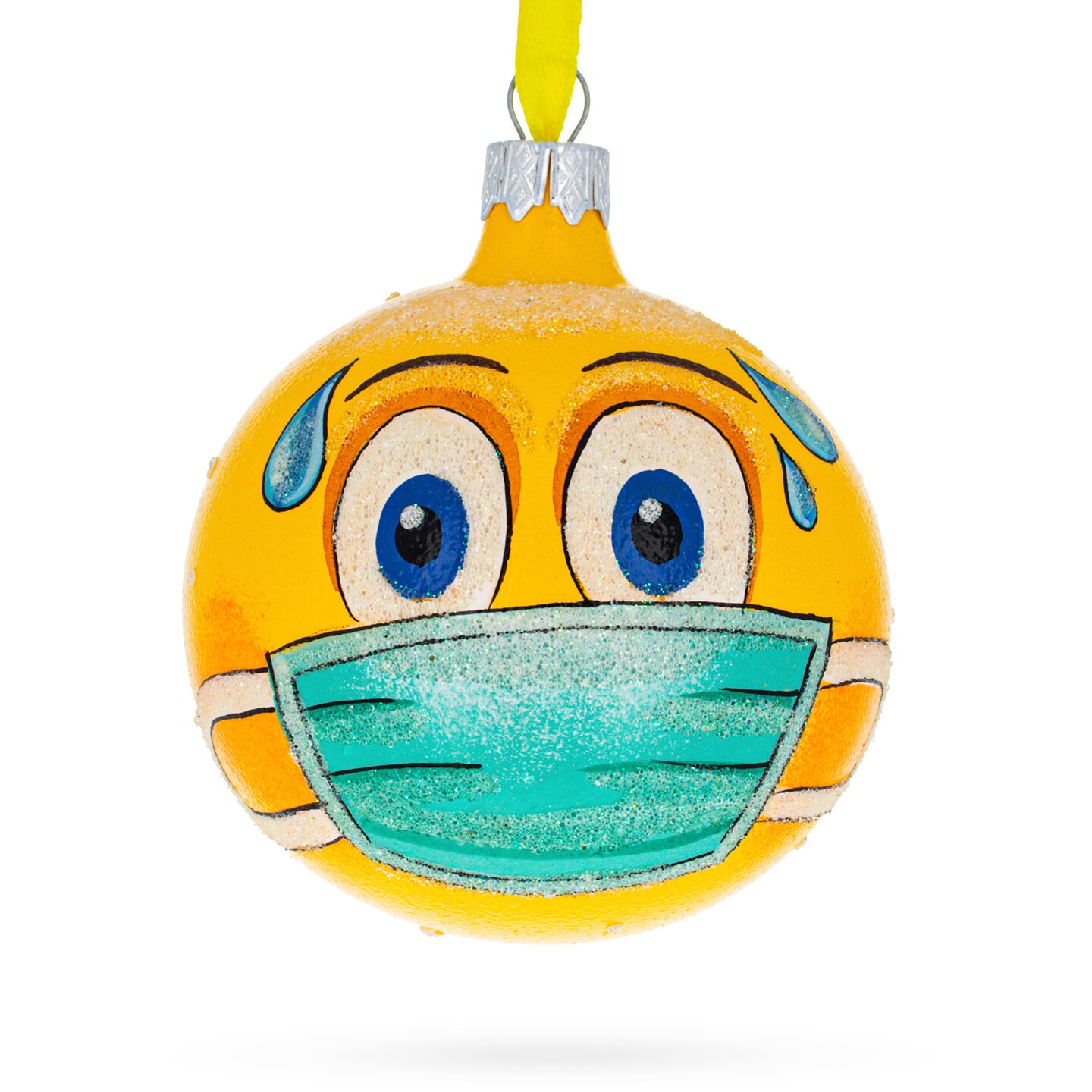 Facial Expressions in Mask Blown Glass Ball Christmas Ornament 3.25 ...