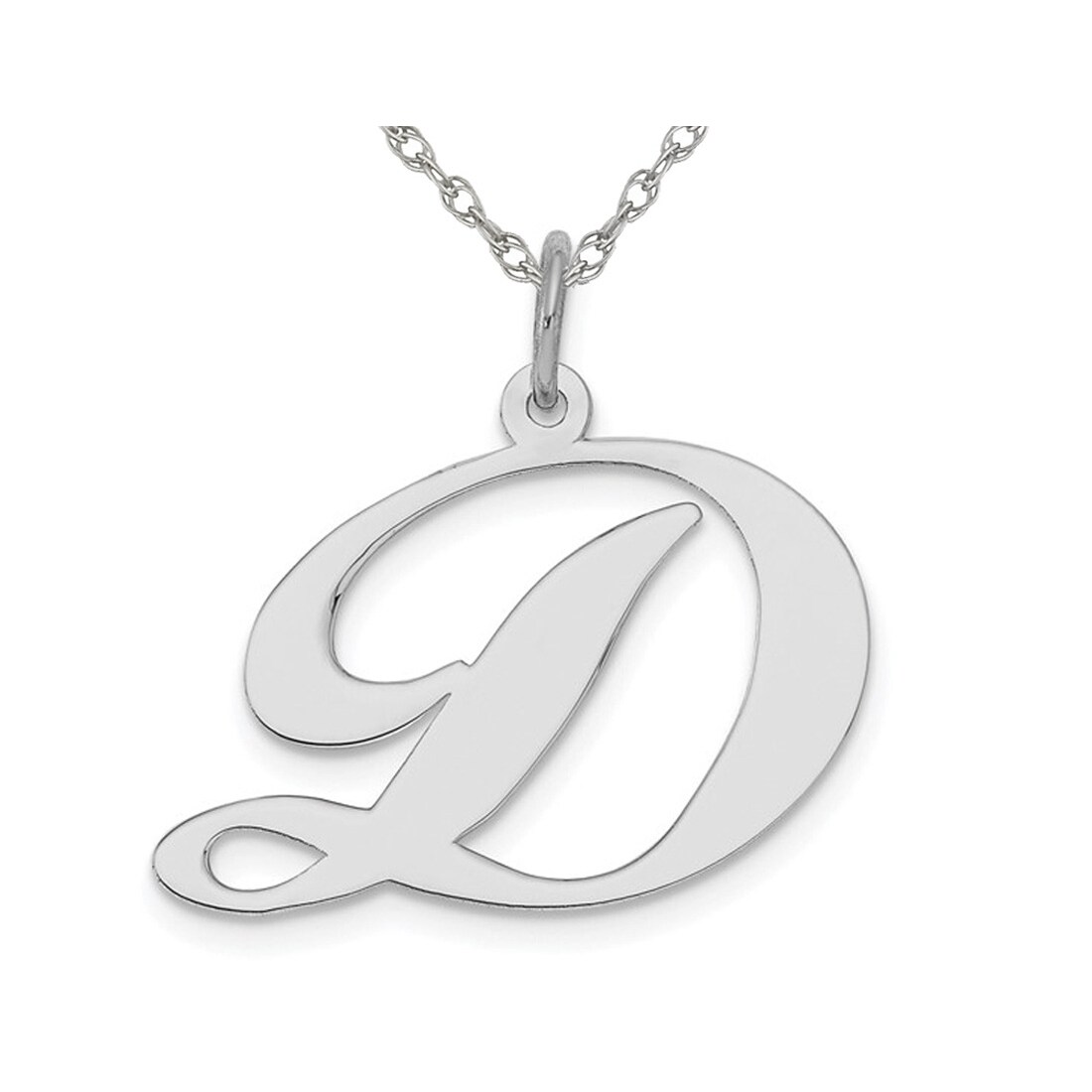 Gem And Harmony Sterling Silver Fancy Script Initial -D- Pendant Necklace Charm with Chain