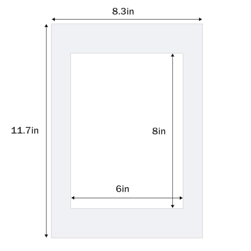 Egofine A5 White Picture Mats Pack of 14, Frame Mattes for 4x6 Pictures, Acid Free, 1.2mm Thickness, with Core Bevel Cut