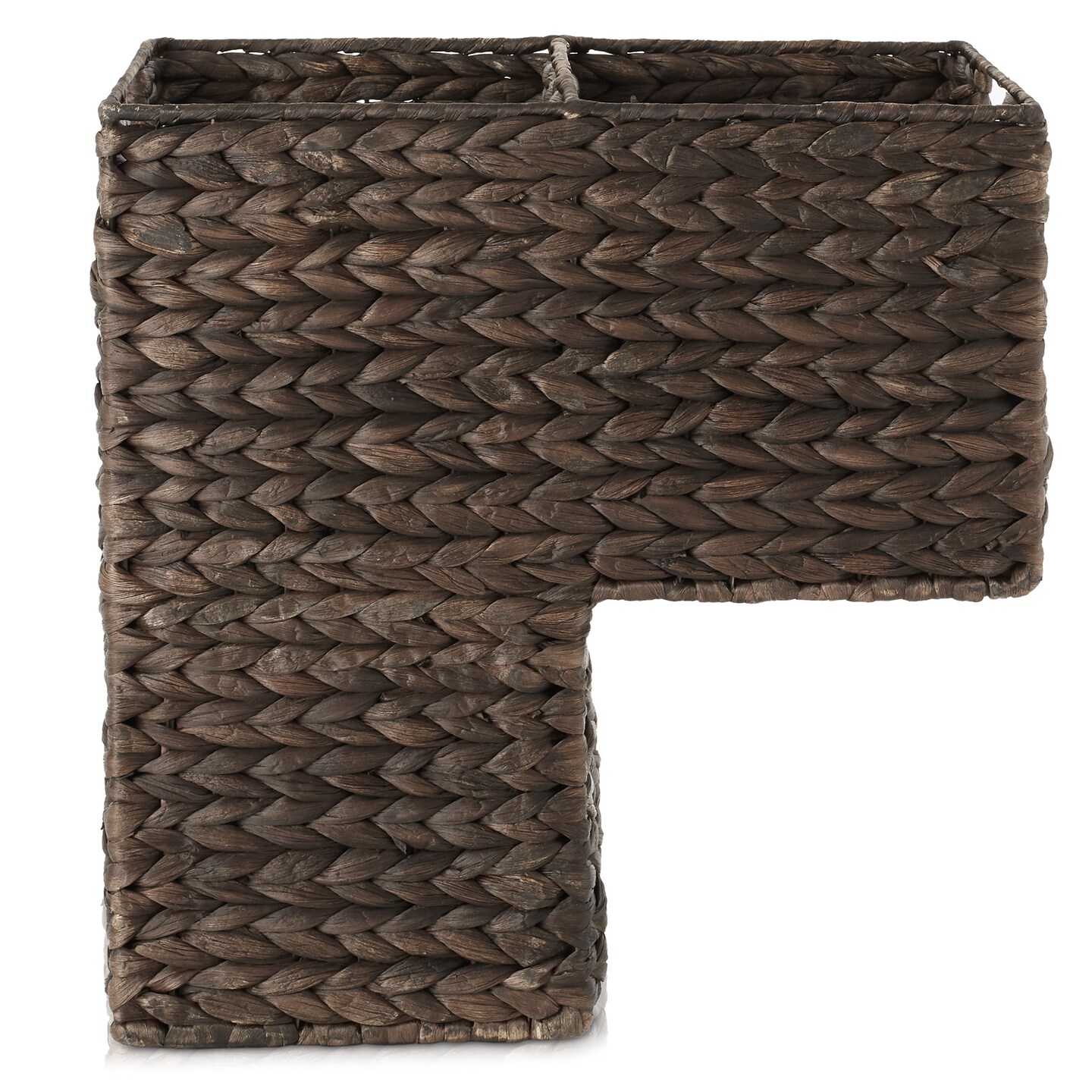 Casafield Stair Step Basket with Handles - Woven Water Hyacinth Staircase Basket Storage Bin Organizer