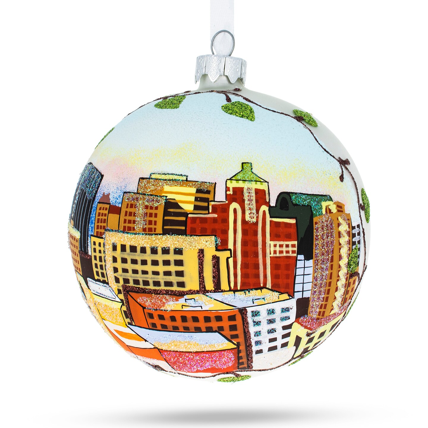 El Paso, Texas, USA Glass Ball Christmas Ornament 4 Inches