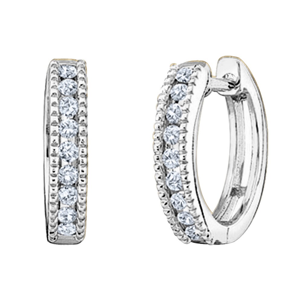 Gem And Harmony 1/4 Carat (ctw I2-I3) Diamond Hoop Earrings in 10K White Gold