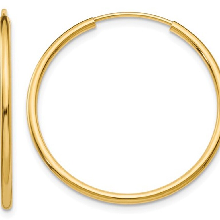 Gem And Harmony Small Hoop Earrings in 14K Yellow Gold 1 Inch (1.50 mm)