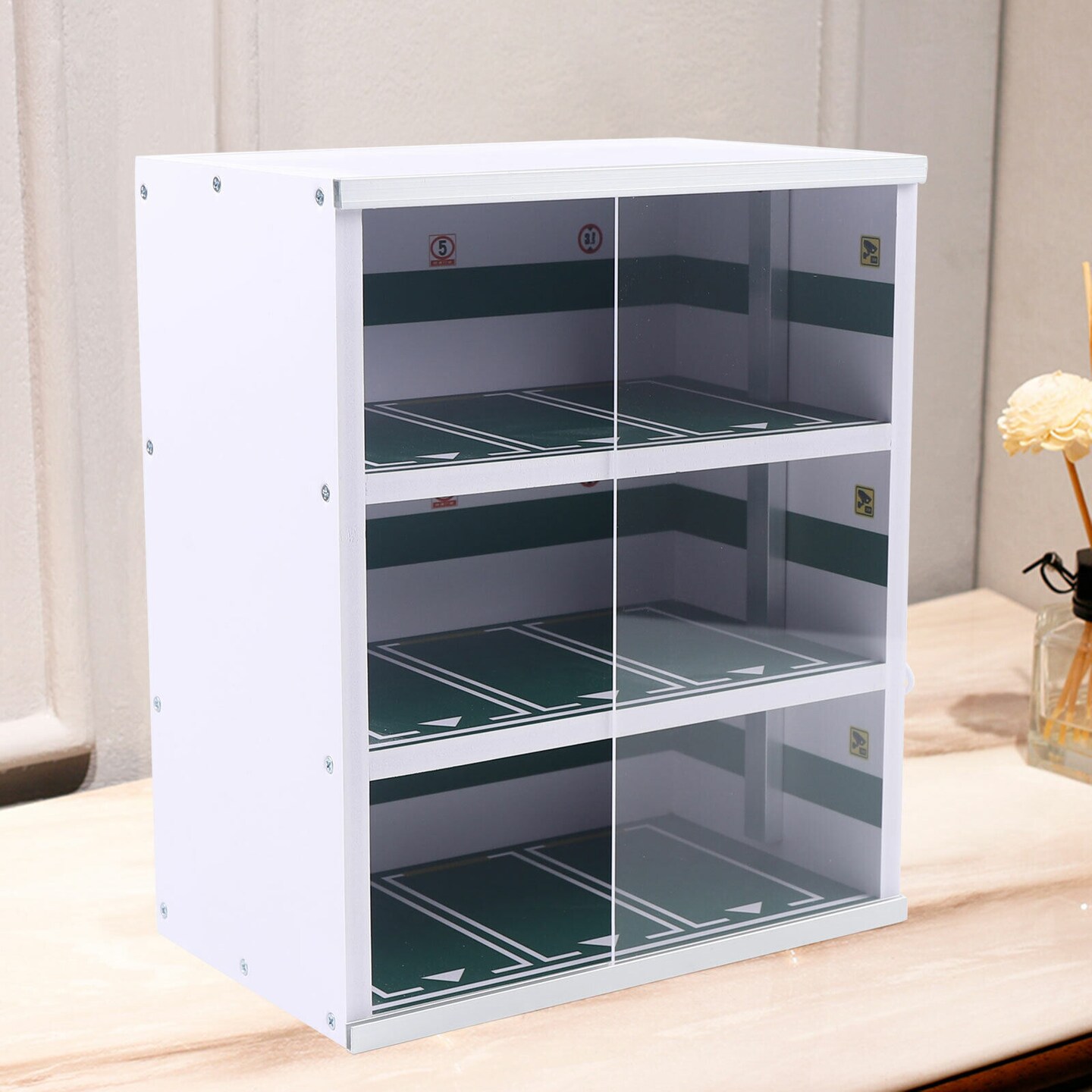 Kitcheniva Acrylic Diorama 1/43 Parking Lot Scene Garage Display Box 25*15*30cm With LED Light