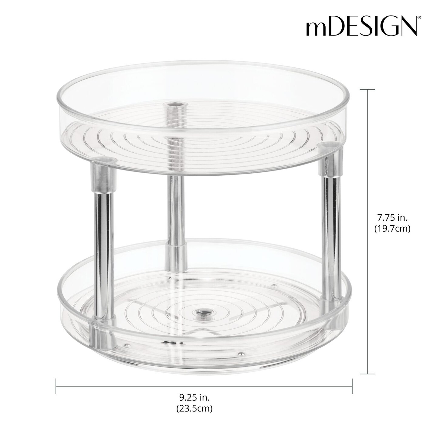 mDesign 2-Tier Lazy Susan, 9&#x22; Rotating Kitchen Organizer