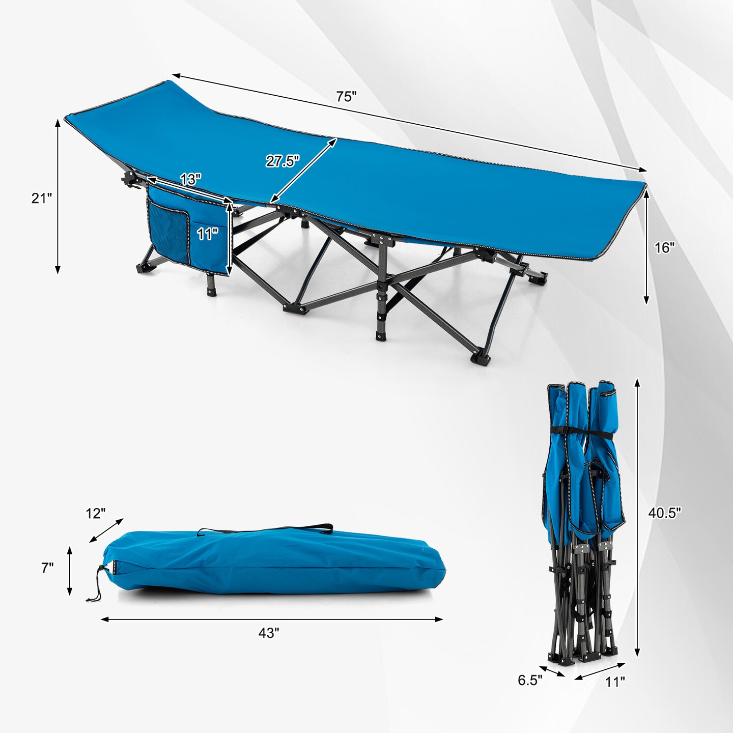 Extra Wide Sleeping Cot for Adults with Carry Bag