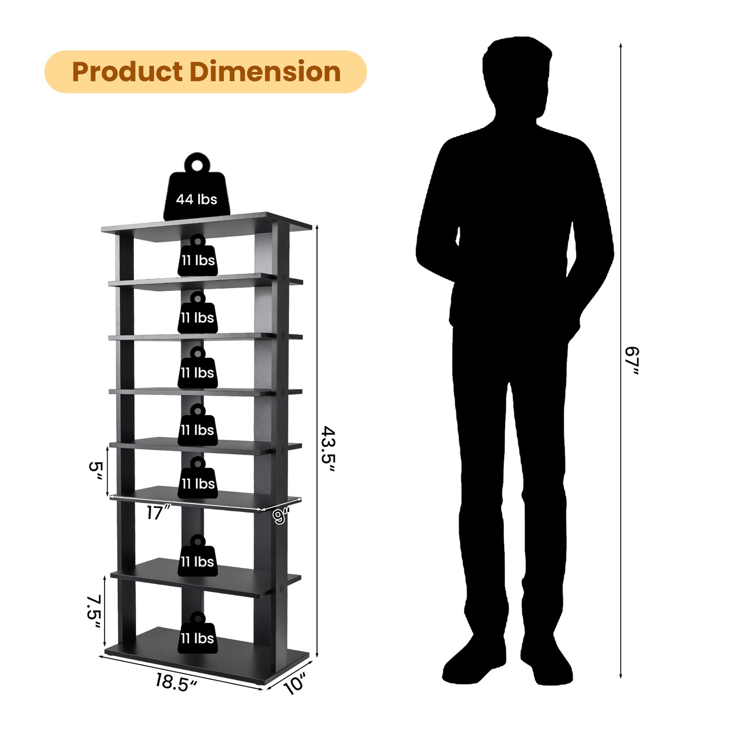 7-Tier Dual 14 Pair Shoe Rack Free Standing Concise Shelves Storage