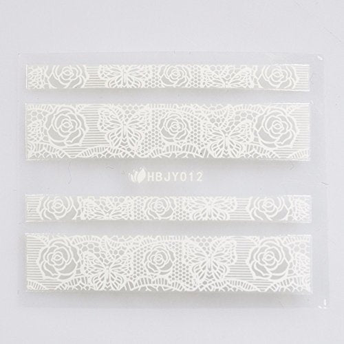 Wrapables Black & White Lace Nail Stickers Fashionable 3D Nail Art (20 sheets)
