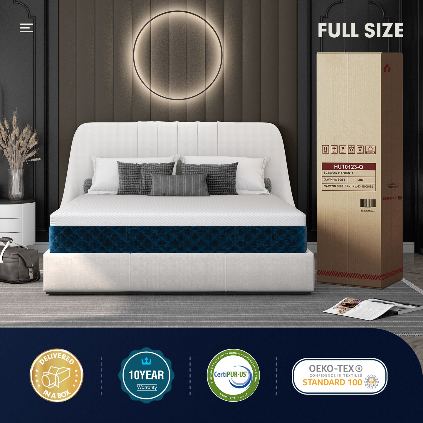 Mattress with Jacquard Fabric Cover in a Box