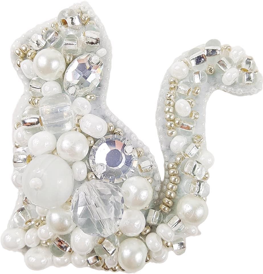BP-220C Beadwork kit for creating brooch Crystal Art &#x22;Cat&#x22;