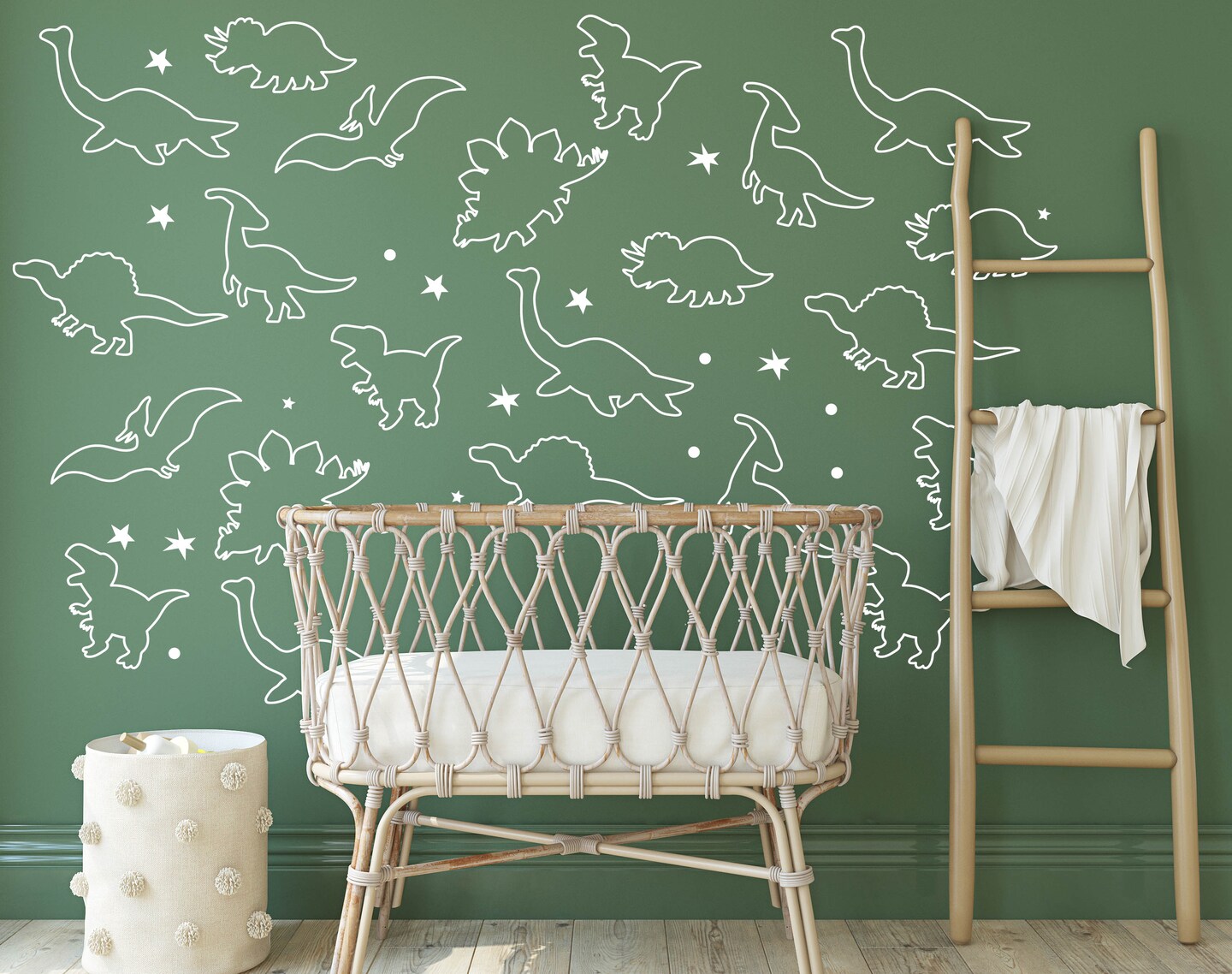 Space Dino Wall Decal Set, Astronaut Dinosaur Stars Stickers, Space ...