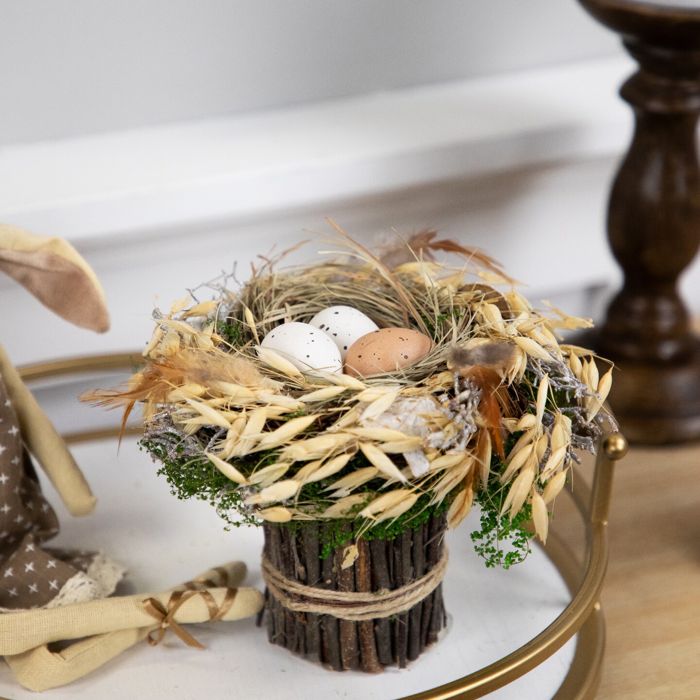 Northlight Bird&#x27;s Nest with Eggs Easter Tabletop Decoration - 6.5&#x22;