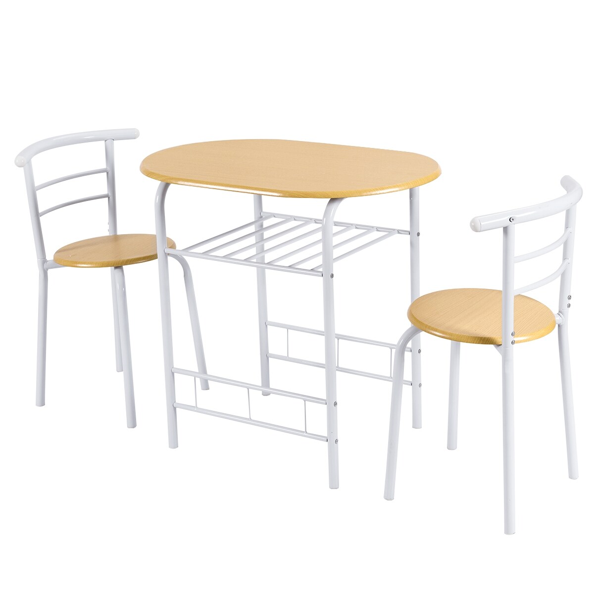 3-Piece Space-Saving Bistro Set with Wine Rack and Painted Steel Frame