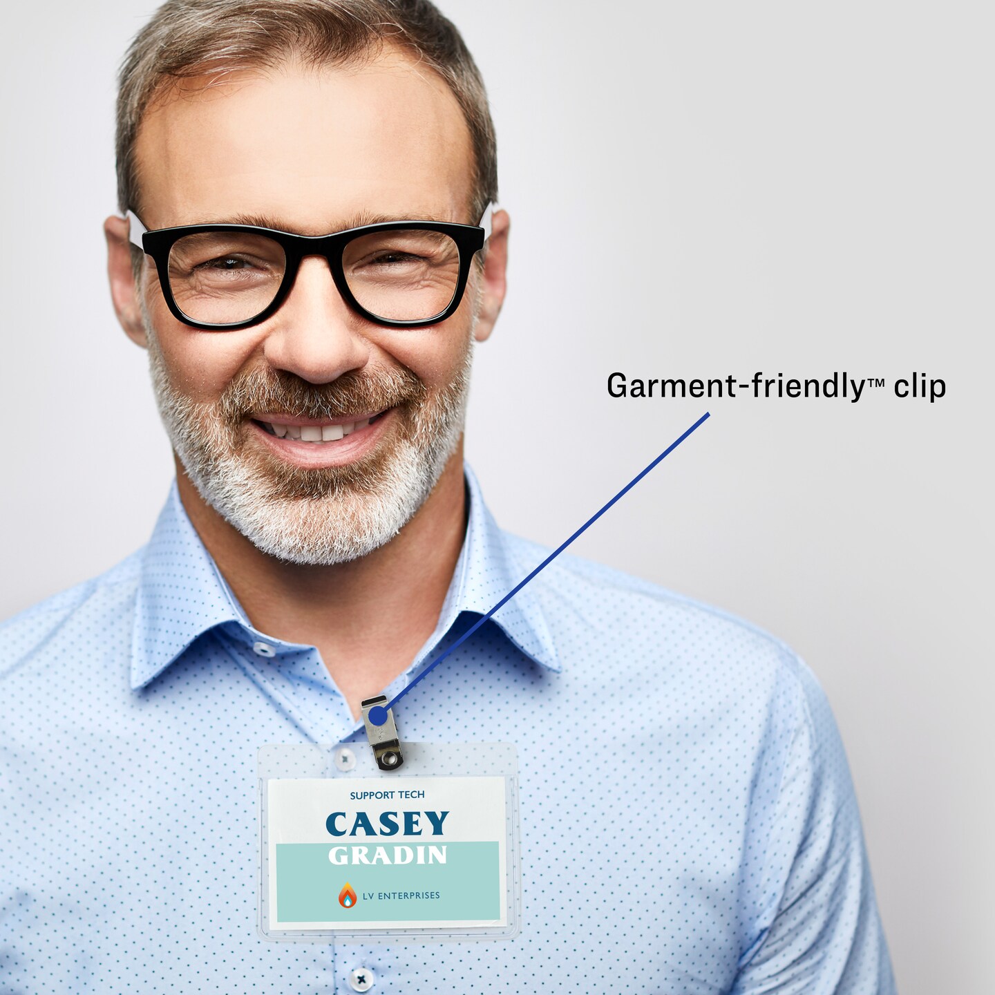 Avery Customizable Name Badges with Clips, 3" x 4", Clear Name Tag Holders with White Printable Inserts, 50 Clip Style Name Badges for Laser and Inkjet (74536)