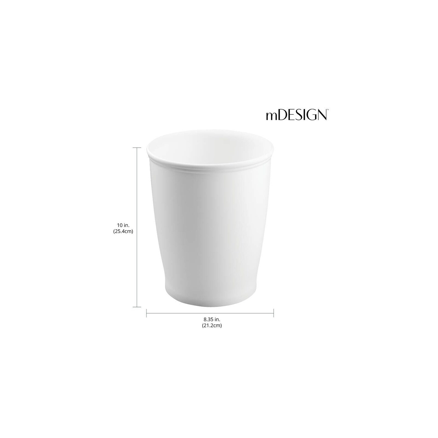 mDesign Small Plastic Bathroom Garbage Can - 1.6 Gallon