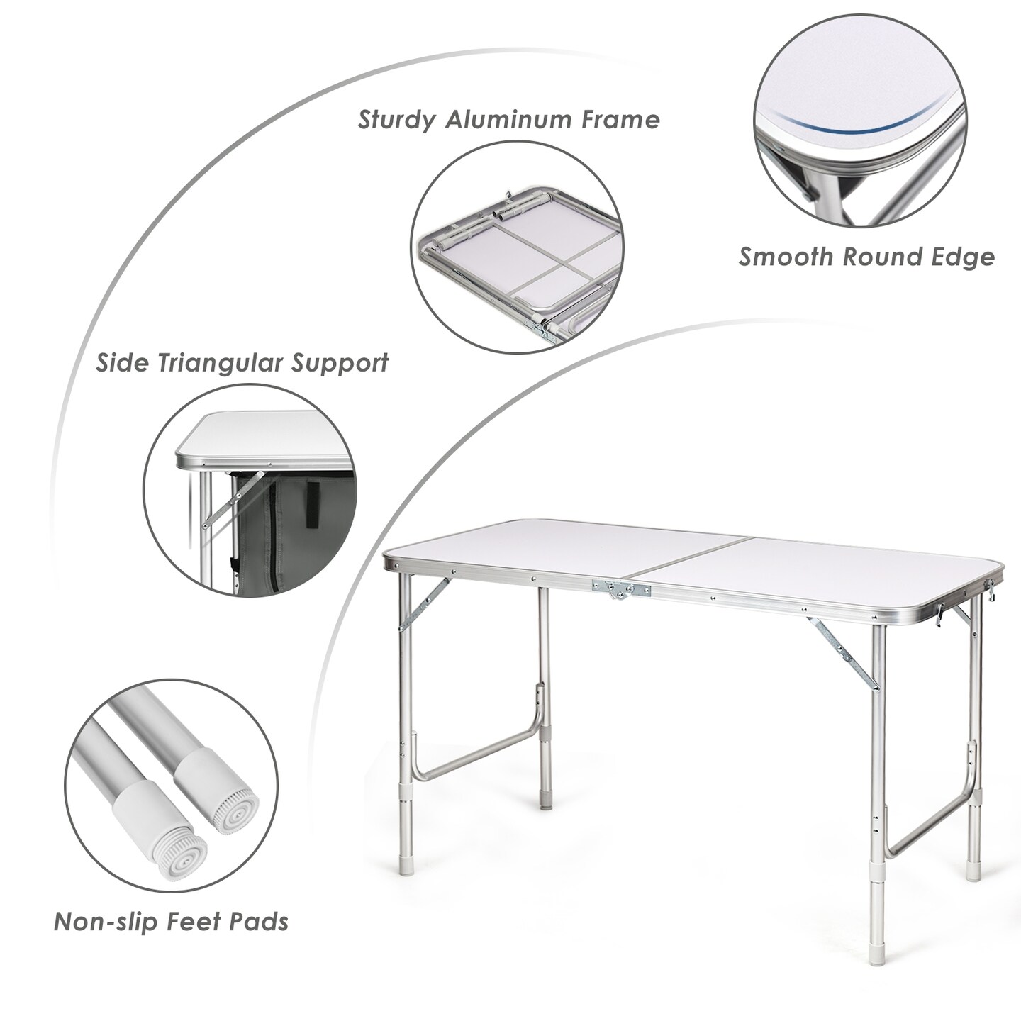 Height Adjustable Folding Camping  Table