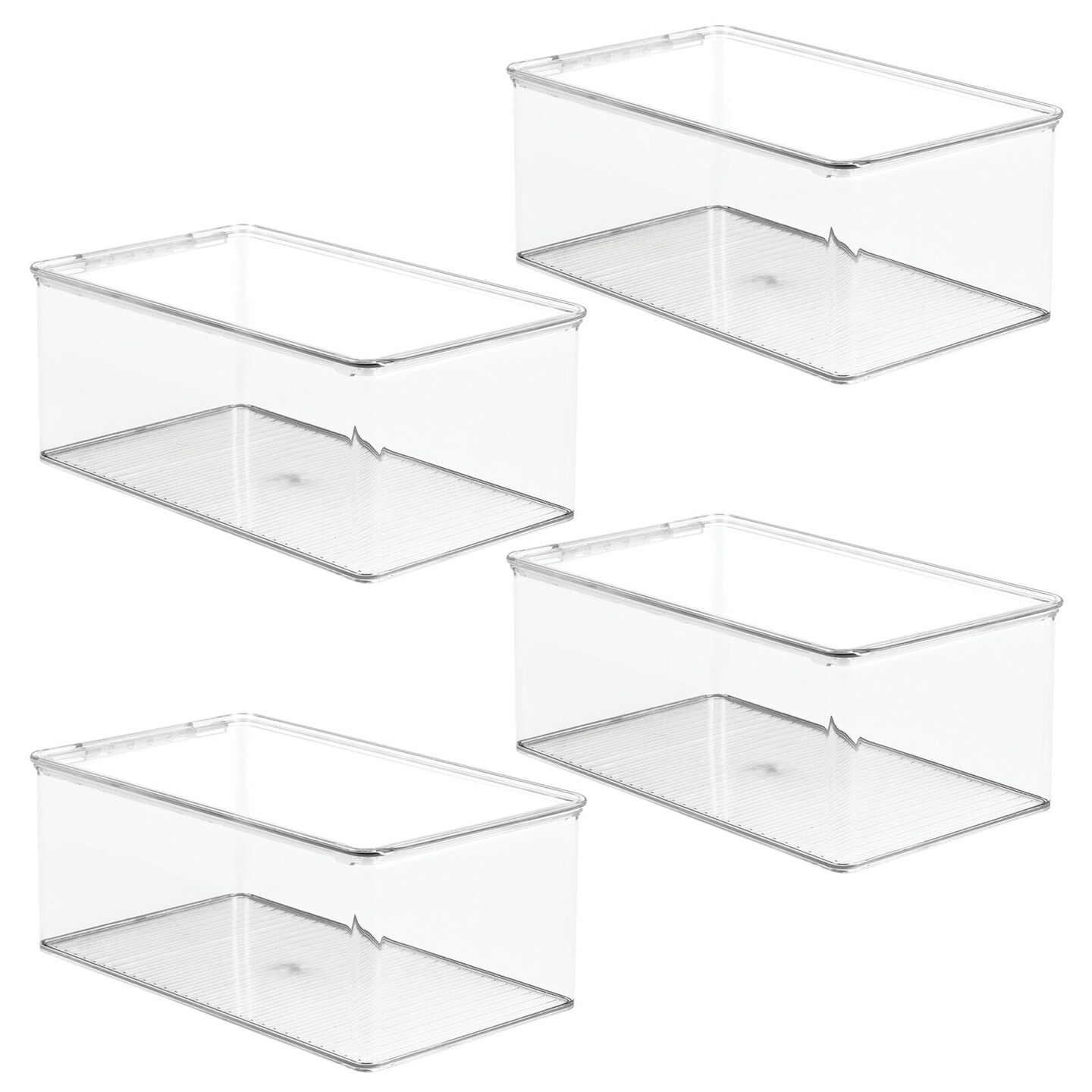 mDesign Plastic Bathroom Storage Organizer Bin Box with Hinge Lid