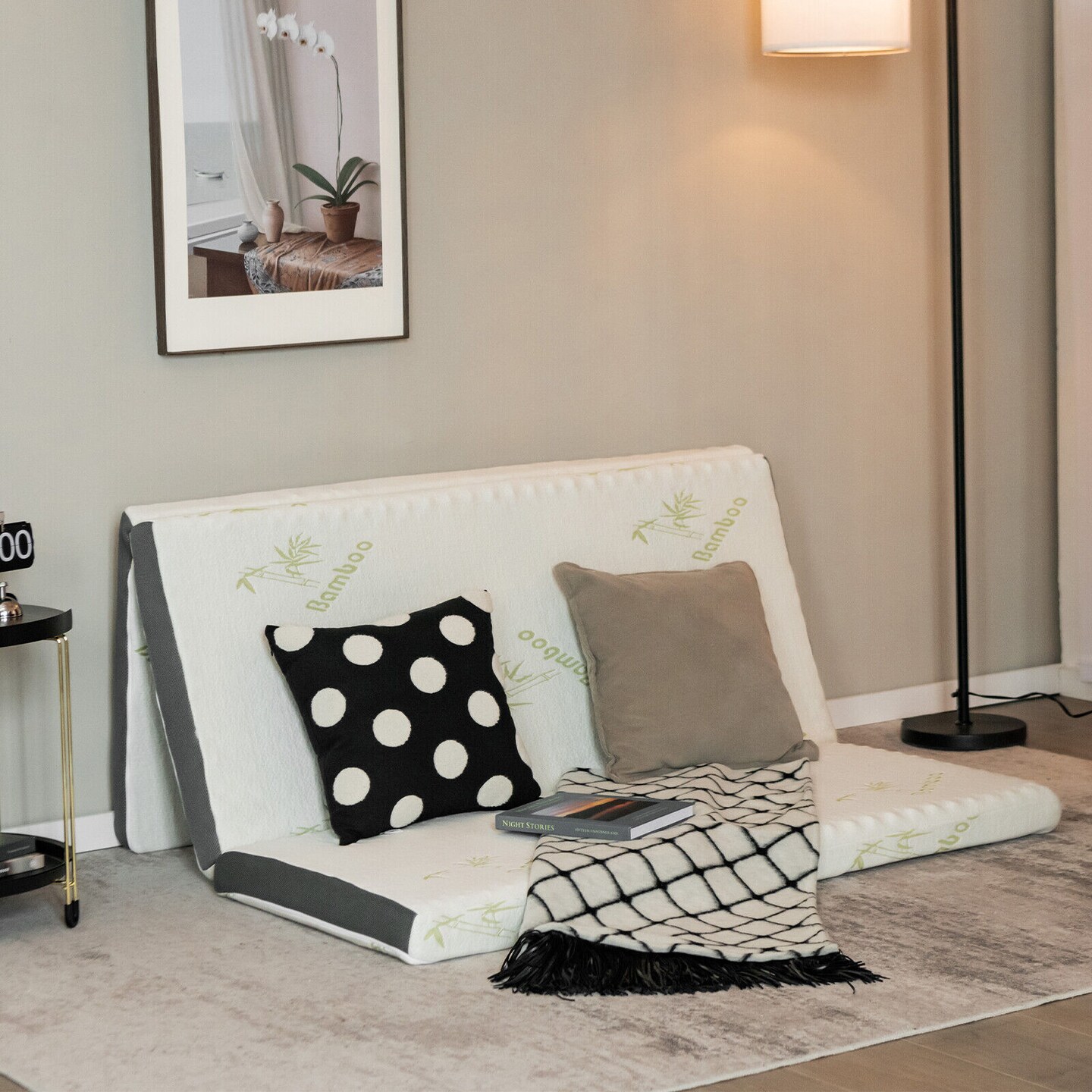 Queen 3 Inch Tri-fold Memory Foam Floor Mattress Topper Portable with Carrying Bag