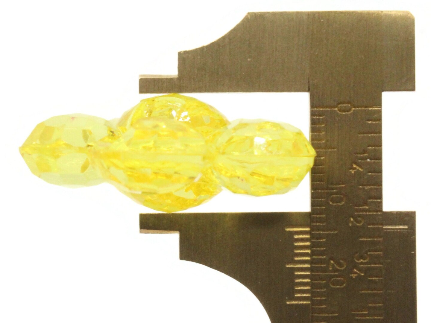 2 35mm Large Yellow Flat Faceted Flower Plastic Shank Buttons