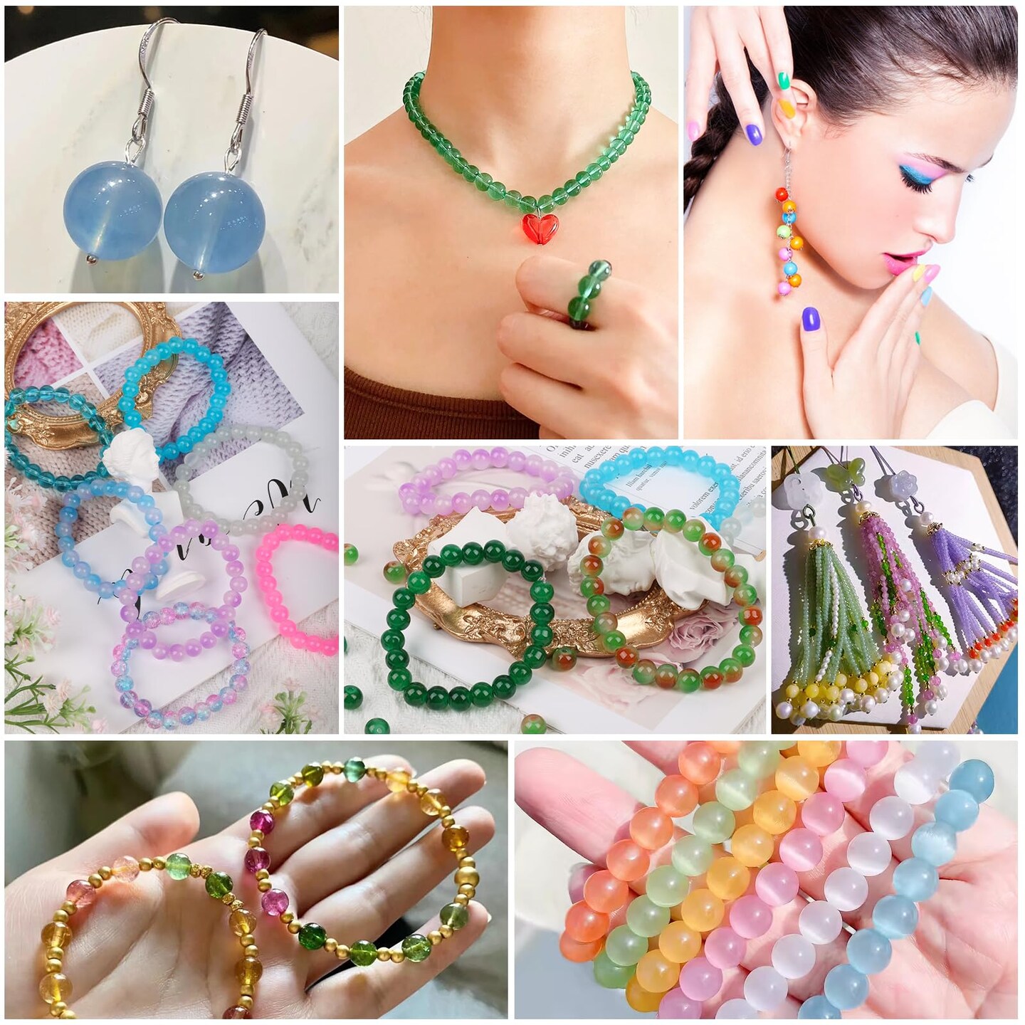 1150 Pieces 8mm Round Glass Beads for Jewelry Making, 23 Colors Crystal Beads for Bracelets Jewelry Making and DIY Crafts