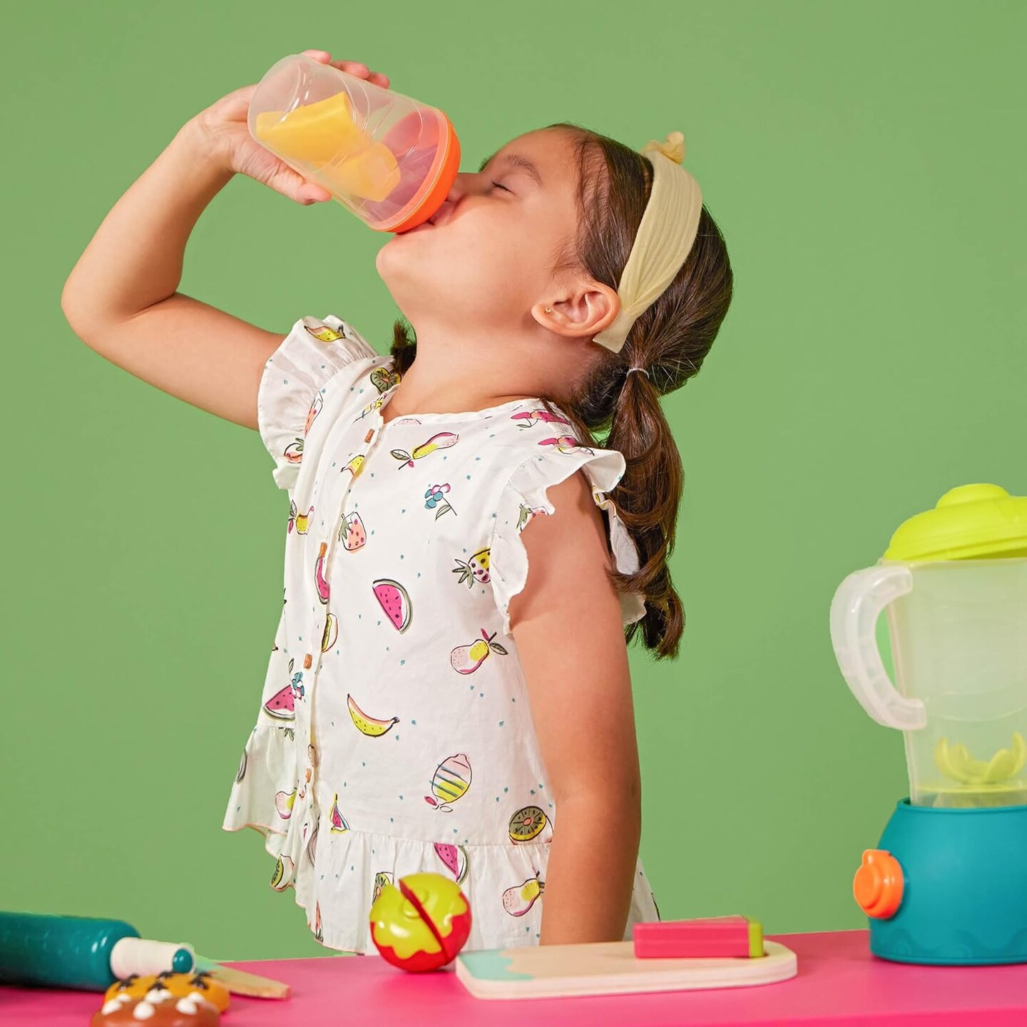 Mini Chef - Fruity Smoothie Playset- Pretend Play Smoothie Play Set - Toy Blender with Play Kitchen Accessories - Play Food, Cup, Cutting Board, Knife - Role-Play Toys for Kids - 3 Years and Up