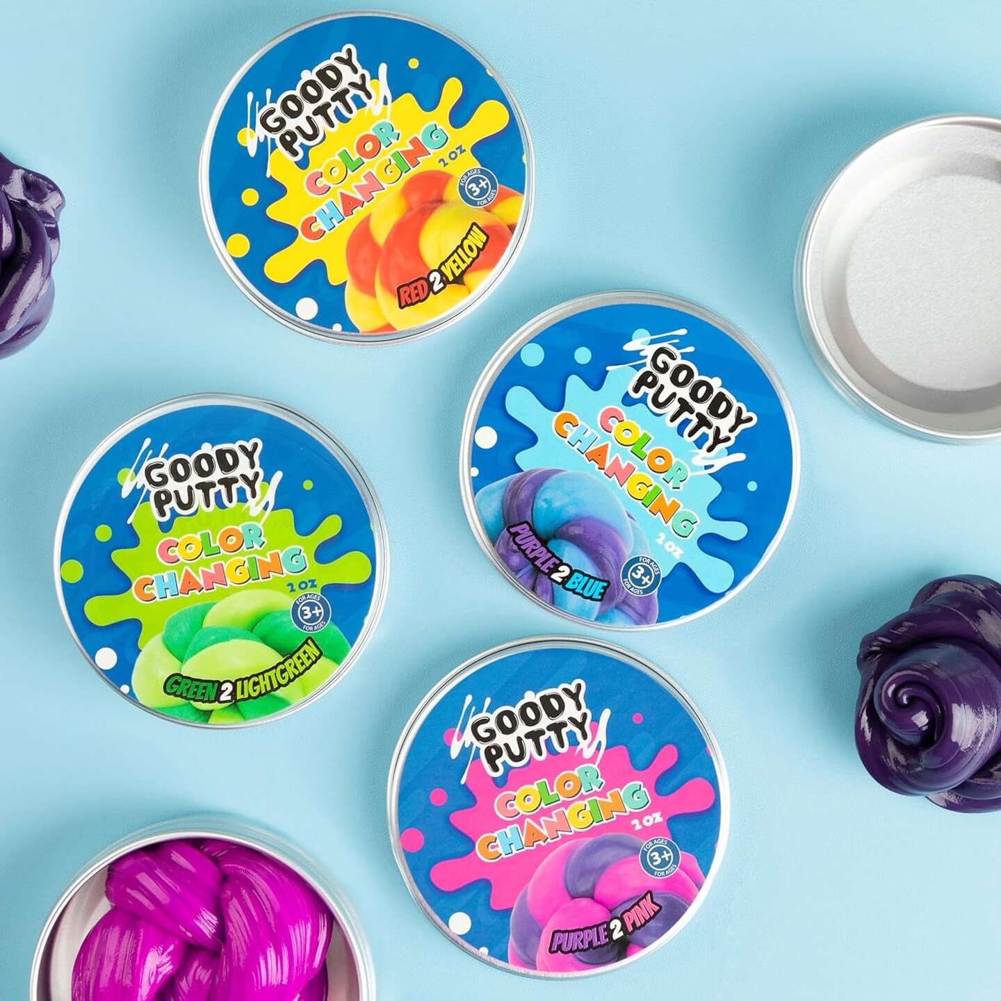 Heat Sensitive Color Changing 4 Pack Great Slime Toy for Kids Stress Relief and Kids Therapy and Great ADHD Fidget Toy Pack of Putty That Changes Colors