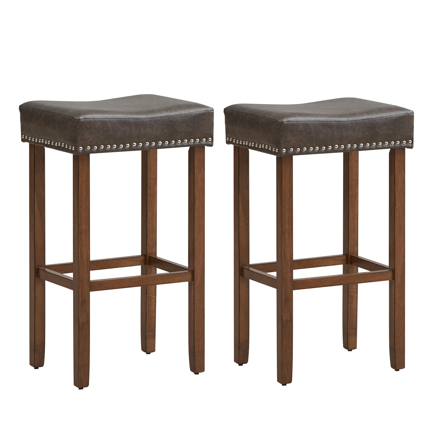 Upholstered Bar Stools Set Of 2 With Footrests For Counter