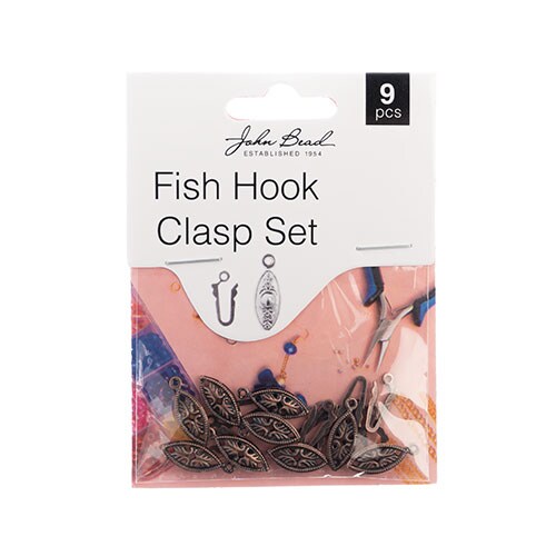 John Bead Must Have Findings 7x20mm Fish Hook Clasp Set, 9pcs