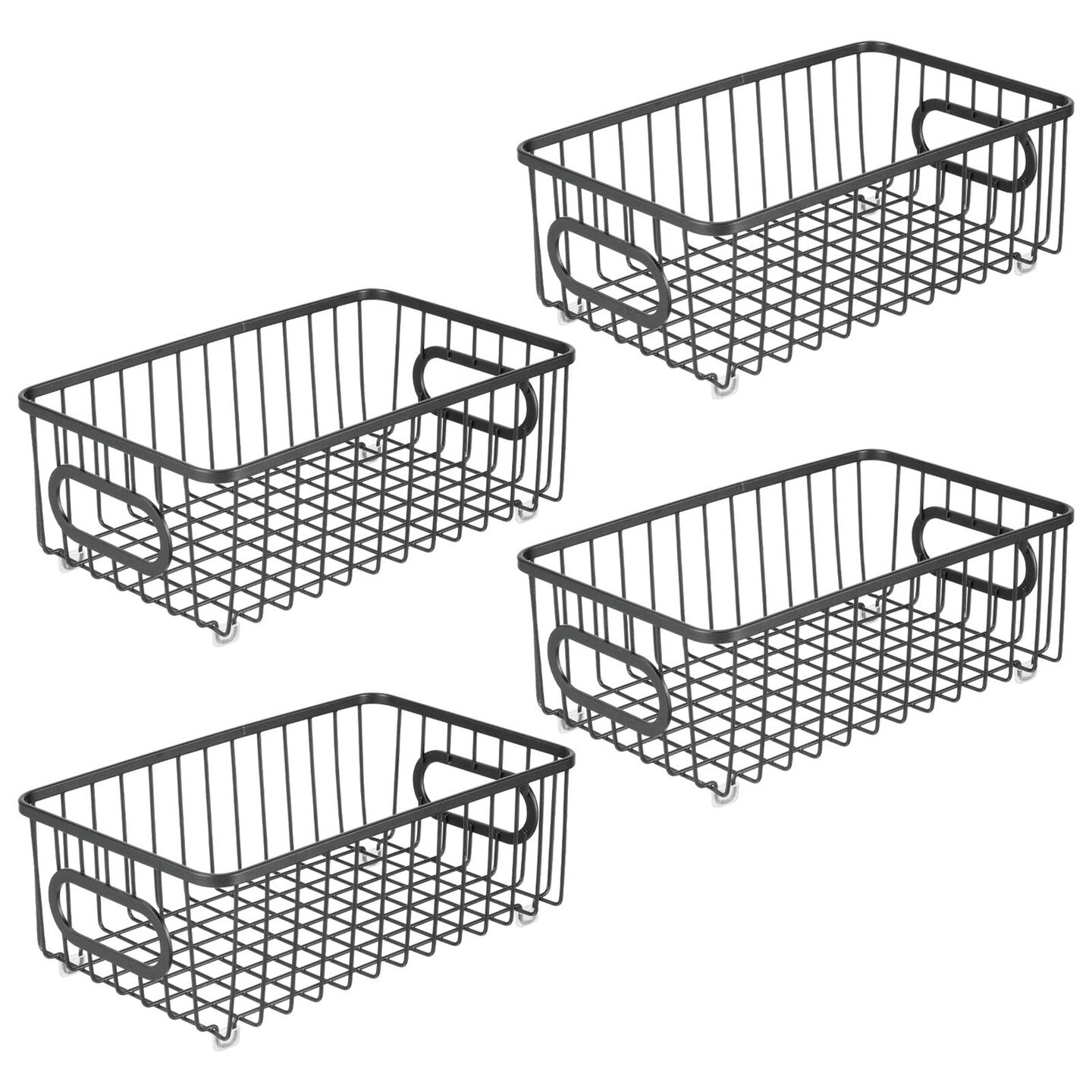 mDesign Metal Kitchen Pantry Food Storage Basket Bin, 16" Long, 4 Pack