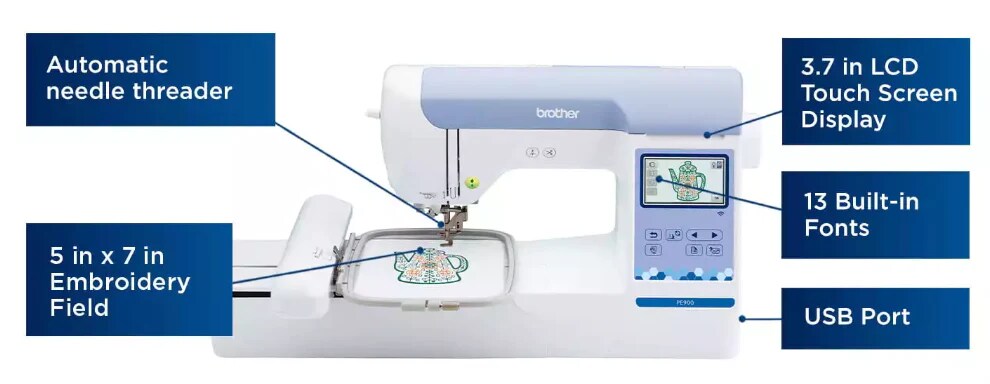 Brother PE900 Embroidery Machine 7x5 With SABESBLUE Software and $199 Bonus Bundle