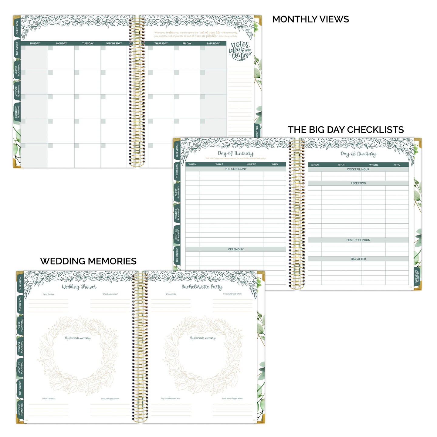 bloom daily planners Wedding Planner &#x26; Calendar, 9&#x22; x 11&#x22;, Planning Our Forever