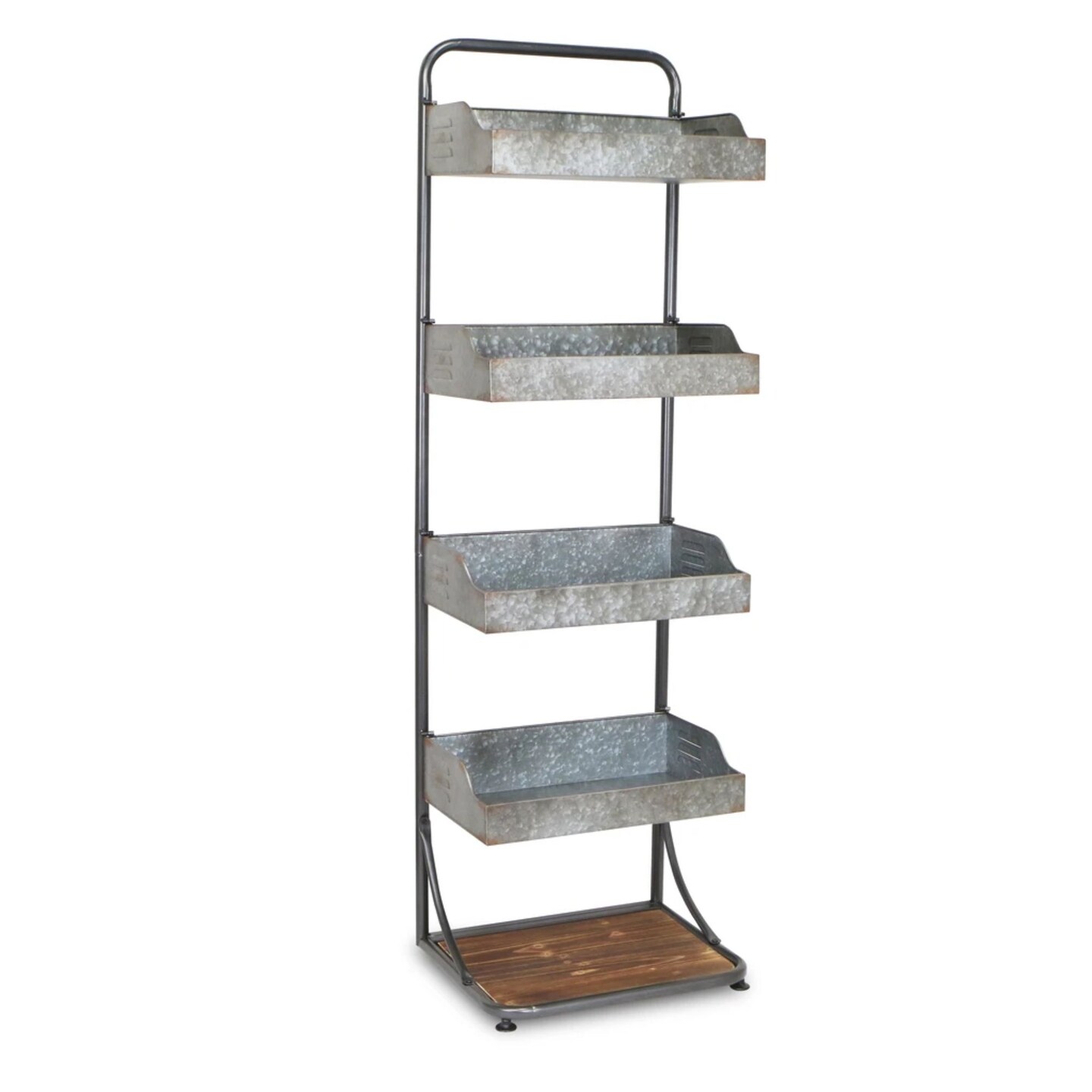 Contemporary Home Living 65" Distressed 5 Tier Folding Storage Shelf Display Stand