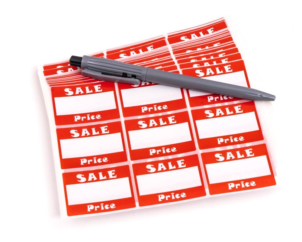 Red Rectangular Sale Price Adhesive Labels for Retail Display (Package of 504)