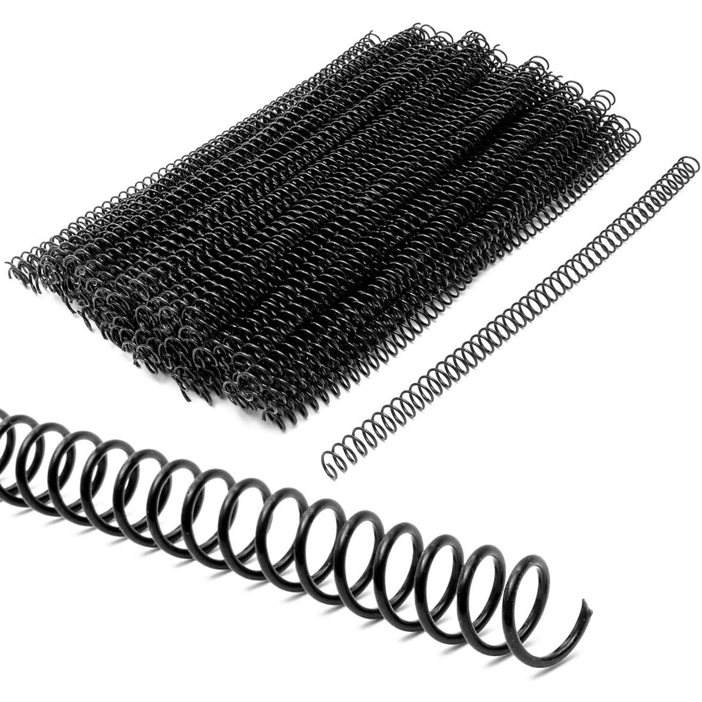 Black Spiral Binding Coils, Plastic Spines for 70 Sheets (12 in, 10mm, 4:1 Pitch, 100 Pack)