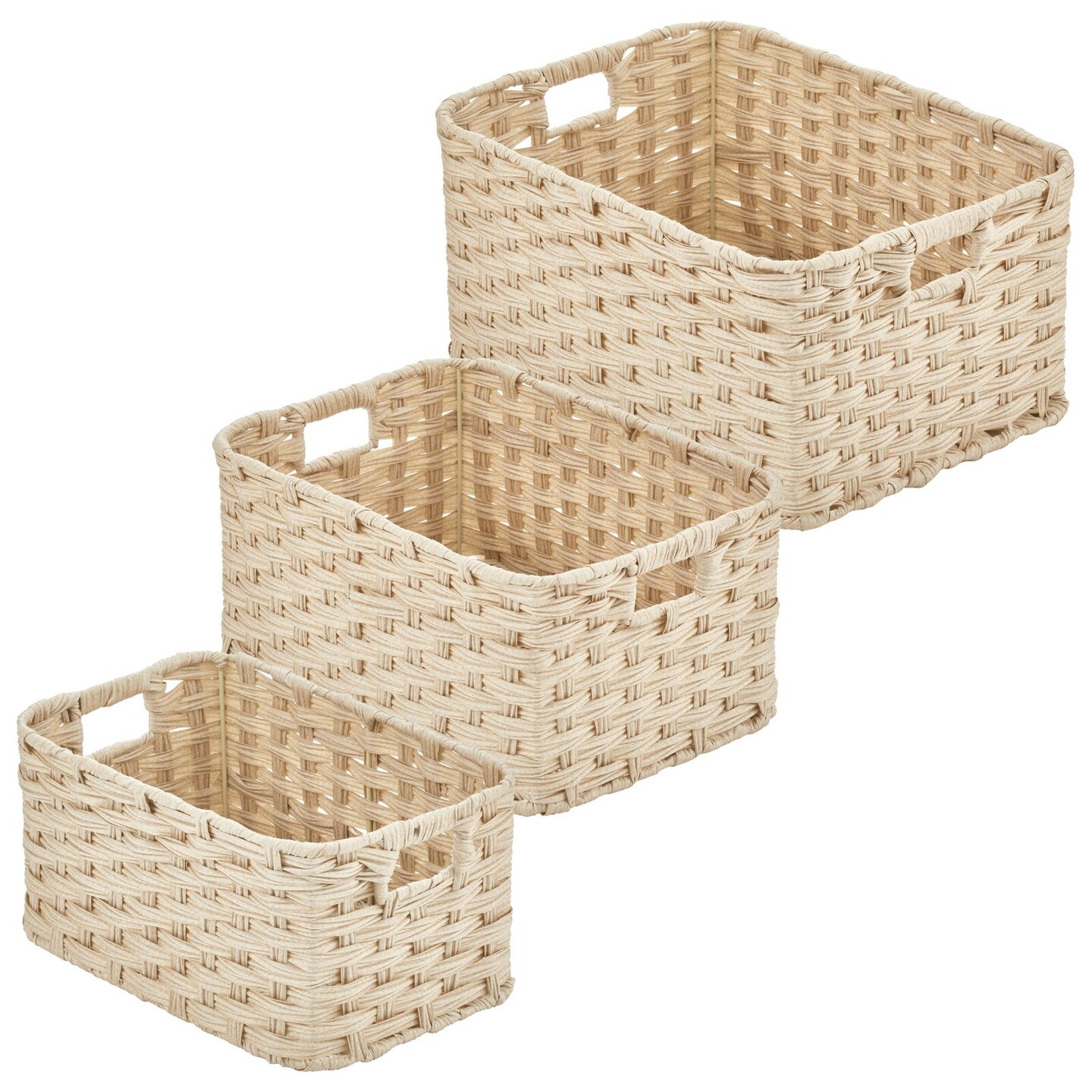 mDesign Rectangular Woven Braided Home Storage Basket Bin Set of 3