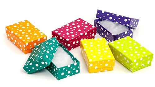 Multi Color Polka Dot Jewelry Gift Packaging Cotton Filled Box 2" x 1" (Package of 100)