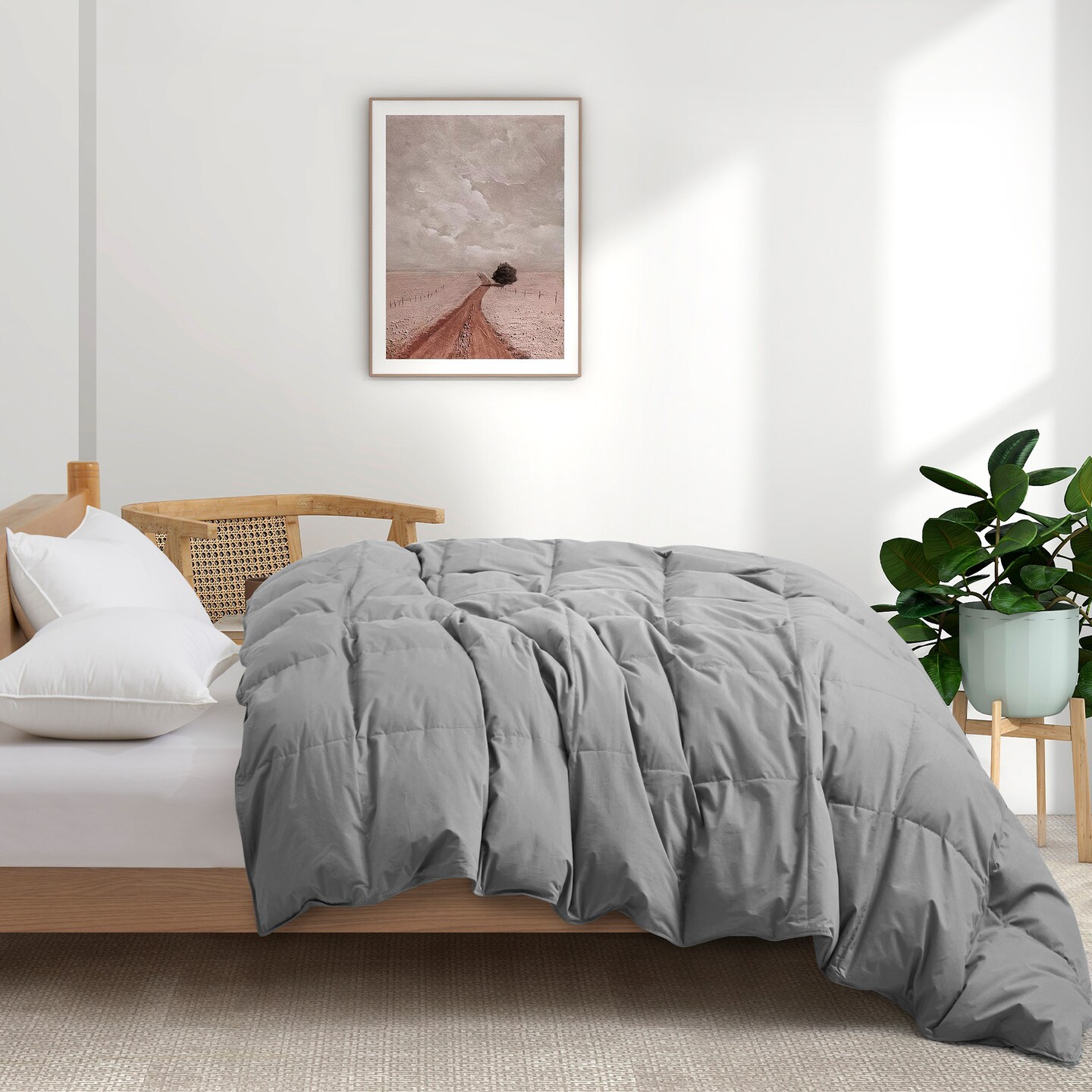 Puredown Organic Cotton Down Feather Fiber Comforter Queen Size All Season