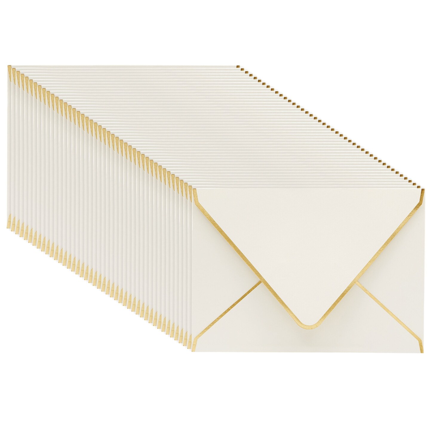 50 Pack 5x7 Ivory Envelopes for Wedding Invitations, A7 Size for Bridal  Shower Announcements with Gold Foil Edges