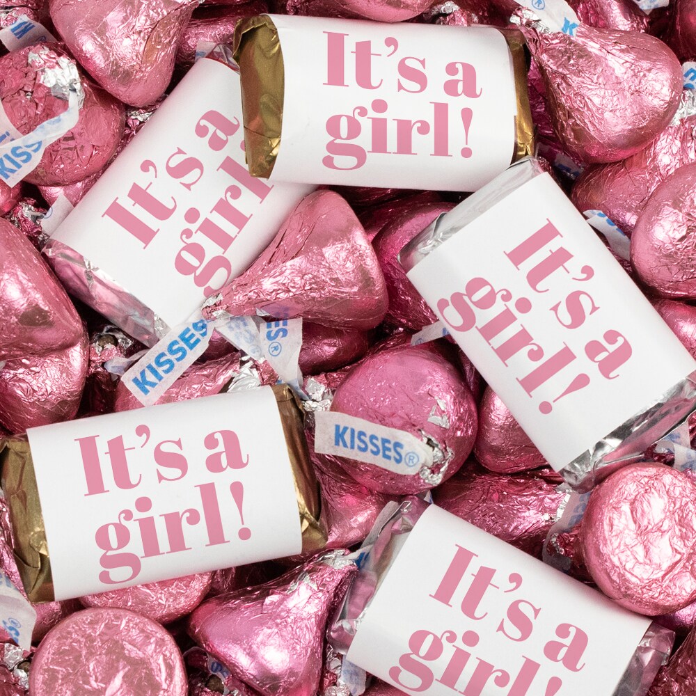 131 Pcs It&#x27;s a Girl  Baby Shower Candy Party Favors Hershey&#x27;s Miniatures &#x26; Kisses (1.65 lbs, Approx. 131 Pcs)