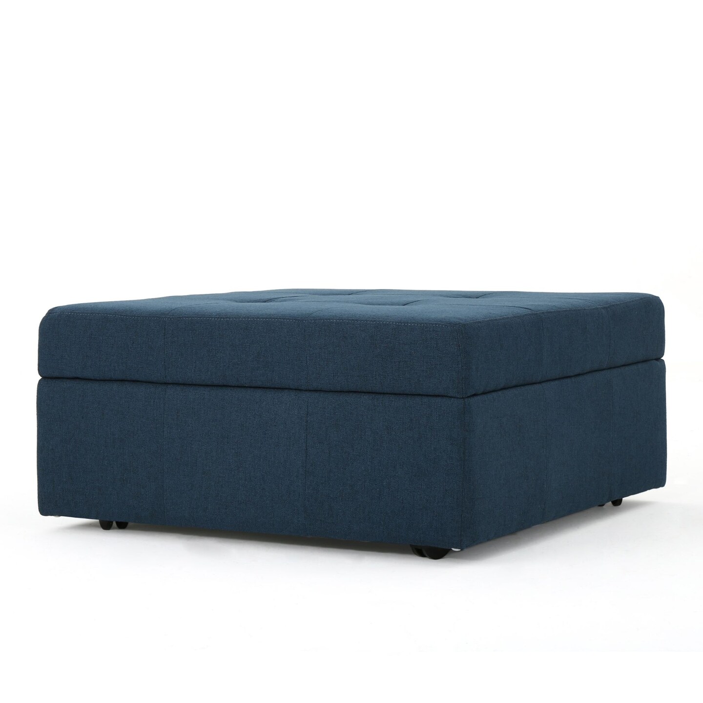 Contemporary Home Living 31&#x22; Navy Blue Upholstered Square Storage Ottoman