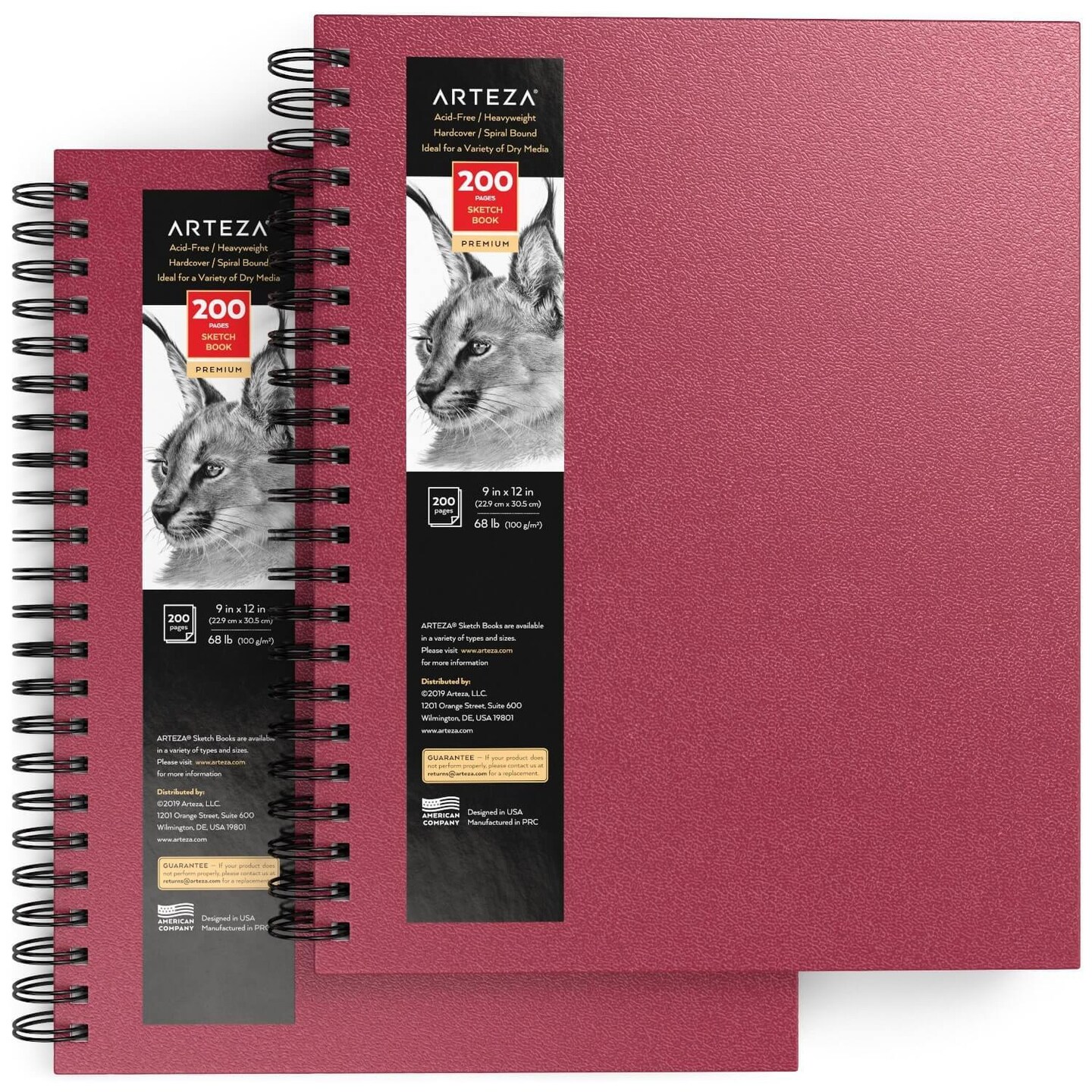 Arteza Sketchbook, Spiral-bound Hardcover, Pink, 9x12, 200 Pages