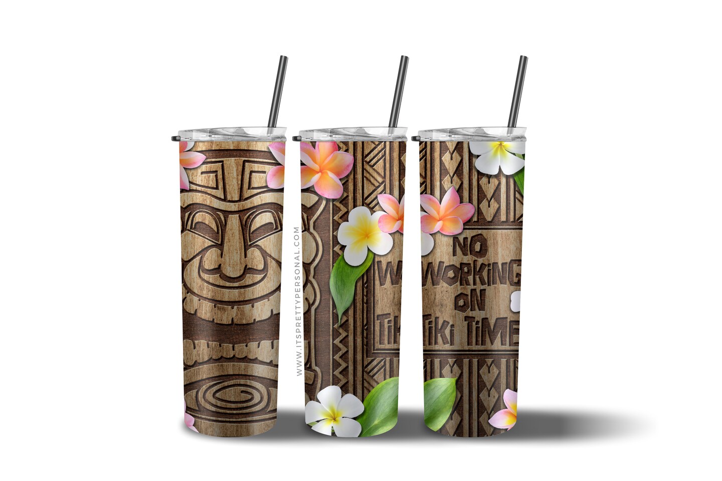 #497 CLEAR- 20oz -Tiki Time 9.4&#x22; x 8&#x22; Pattern Vinyl Wrap