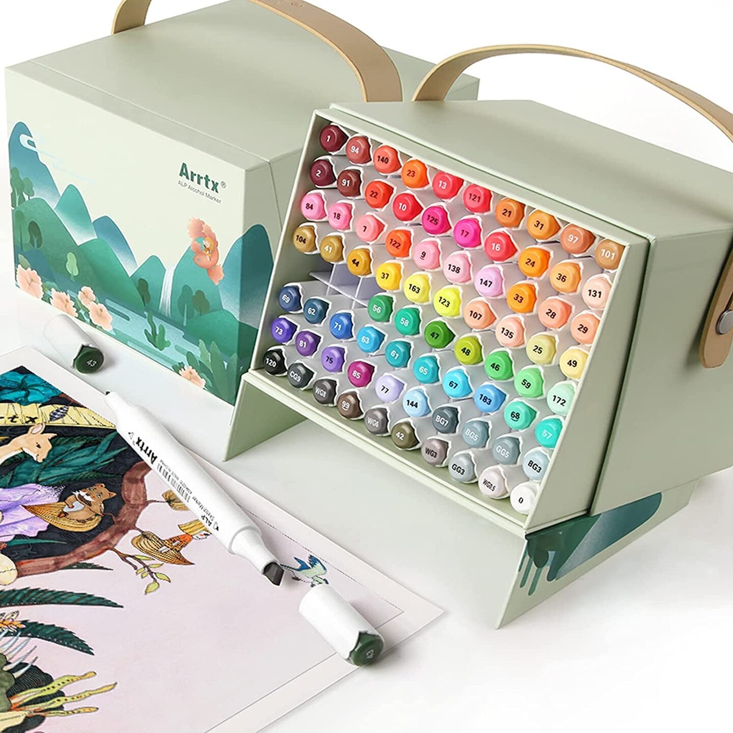 Art Marker Set 80 Color Dual Tip Permanent Sketch Markers for Artist Kid Drawing