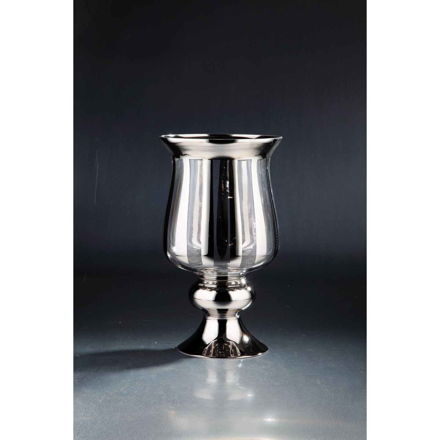 CC Home Furnishings 16.5" Metallic Silver Hurricane Glass Tabletop